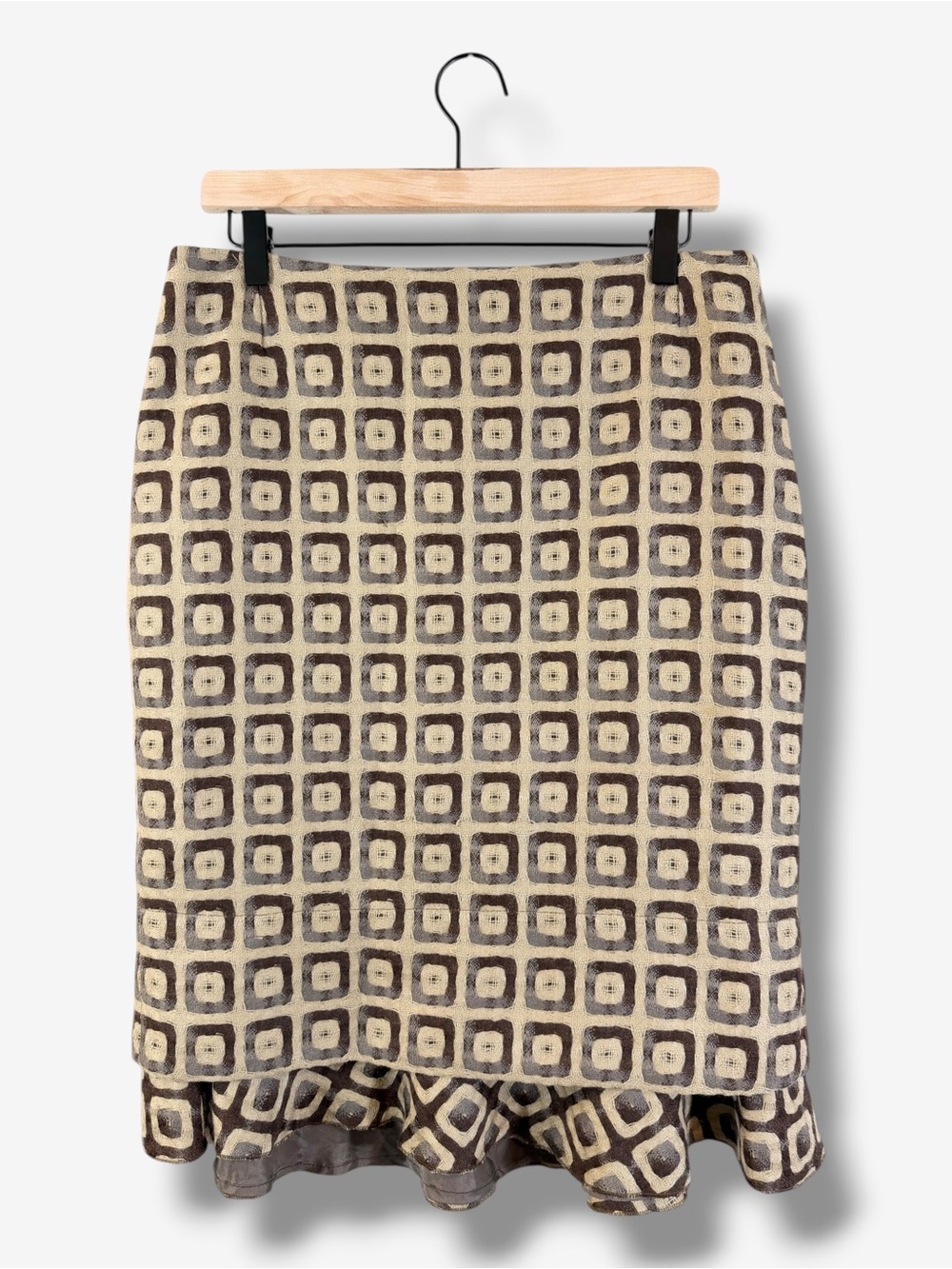 Casch by Gro Abrahamsson Virgin Wool Geometric Ruffle Midi Skirt Size 40 (US 8)